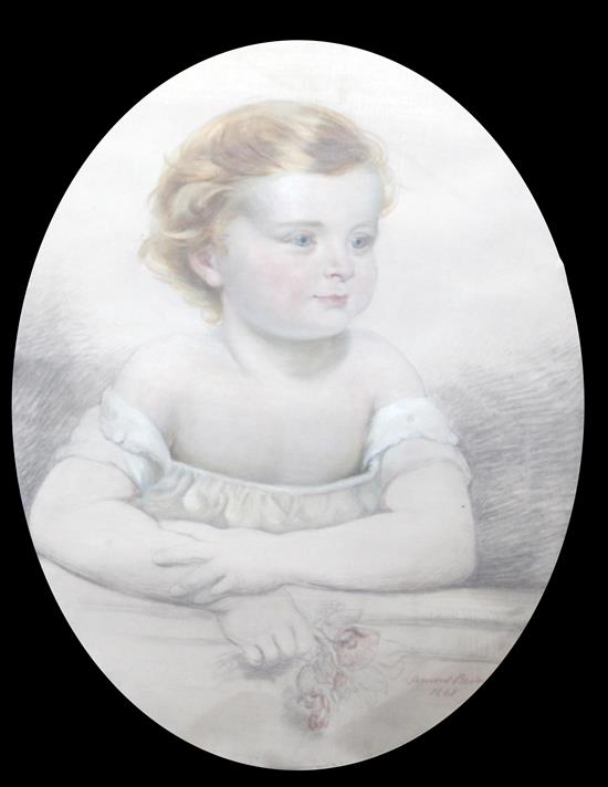 John Lamont Brodie (Exh.1881-1883) Portrait of child, oval, 24 x 18in.